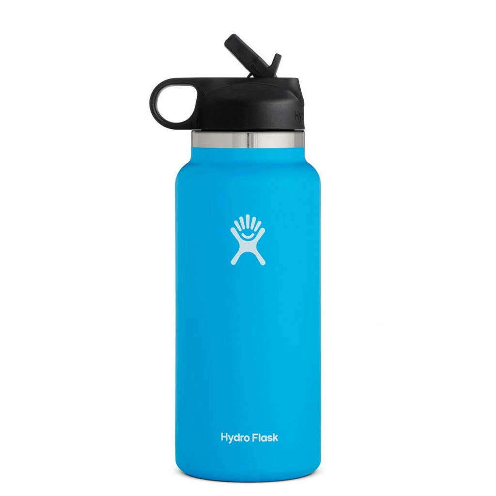 Advanced Hydration New Hydro Flask Wide Mouth BPA Free Insulated Sports  Water Bottle Straw Lid, Straws, Cleaning Brush and Rope Handle Strap - 13  Piece Bundle. 