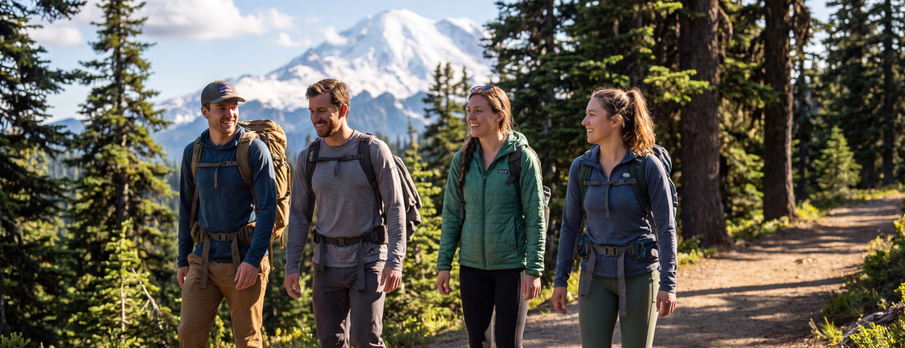 About Us Image - 4 Hikers near Mt Rainier