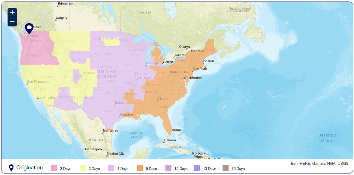 USPS Ground Advantage Map